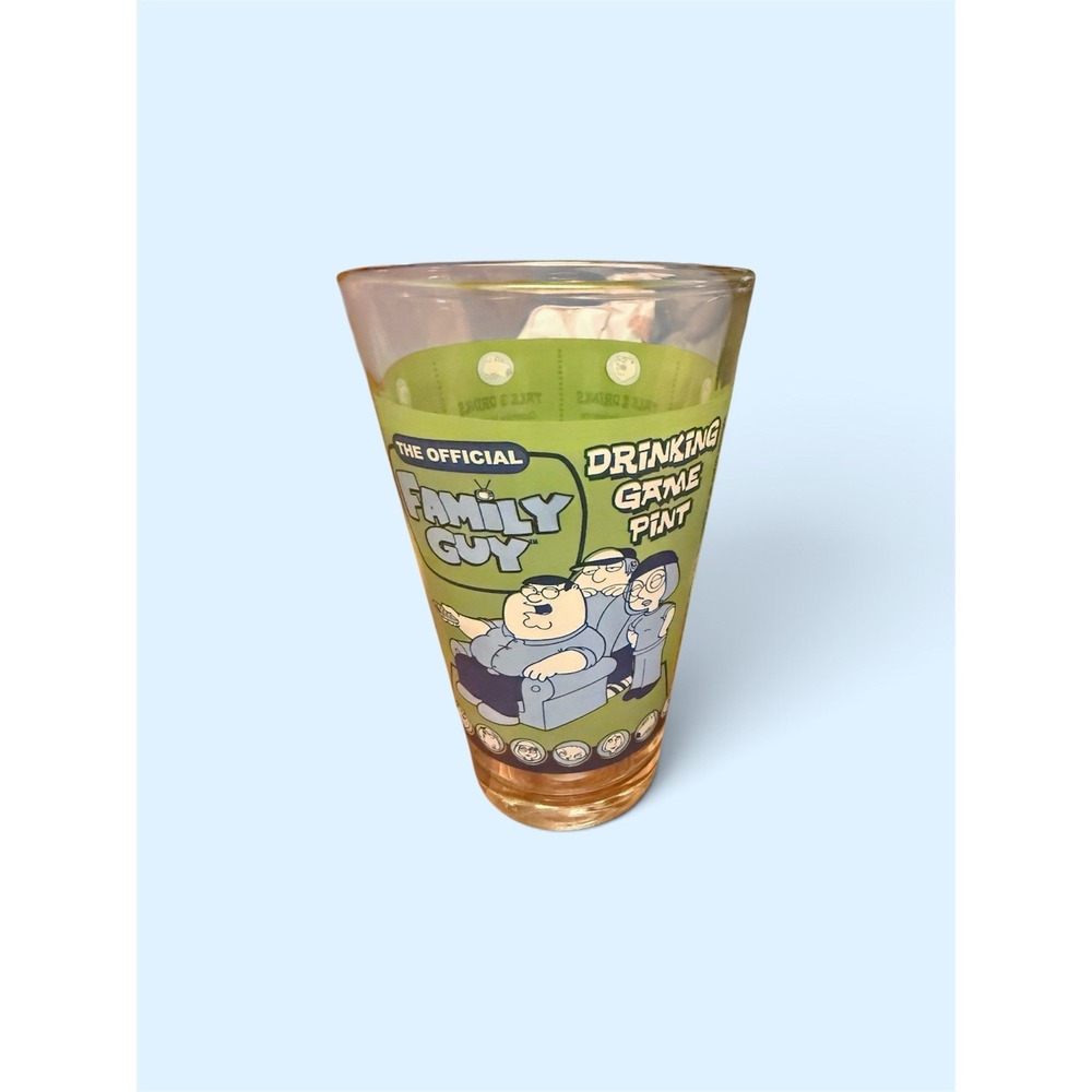 Official Family Guy TV Show Drinking Game Green Pint Glass Cup